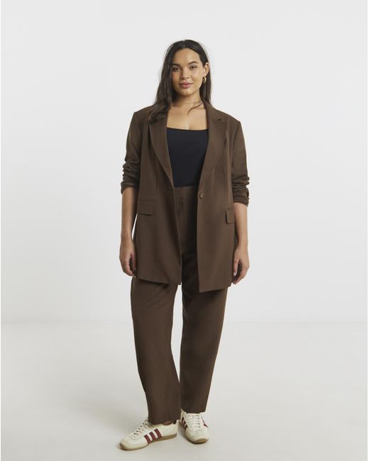 Simply Be Brown Oversized Single Breasted Blazer