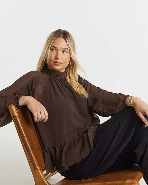 Simply Be Brown Crinkle Georgette Blouse