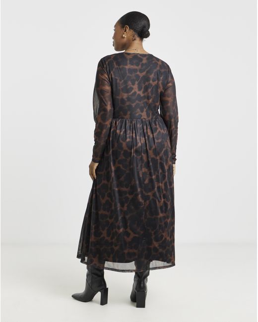 Simply Be Black Long Sleeve Mesh Midi Dress