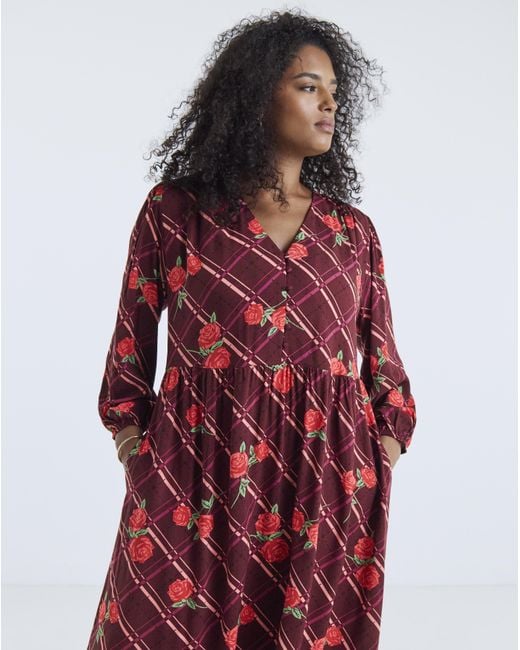 Simply Be Red Button Through Midi Dress