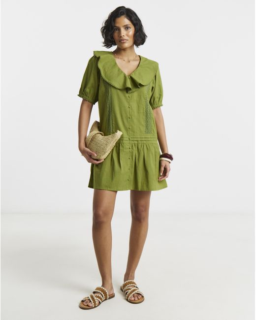 Native Youth Green Ny Drop Hem Mini