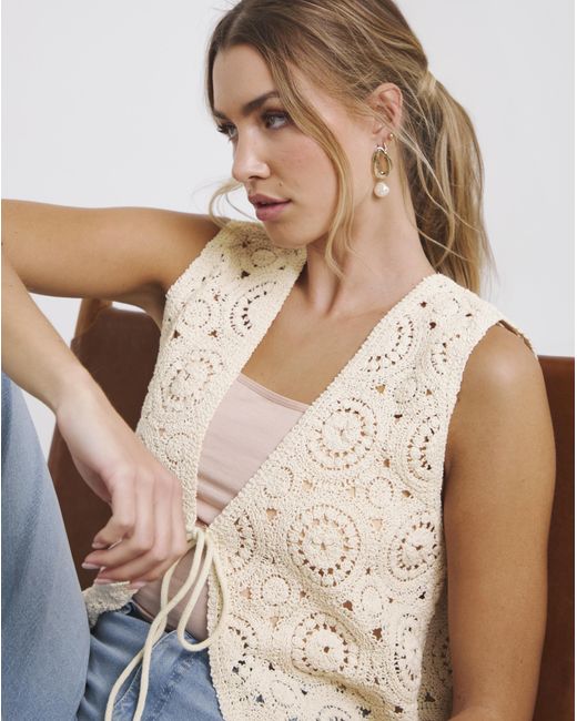 Simply Be Natural Crochet Tie Front Waistcoat