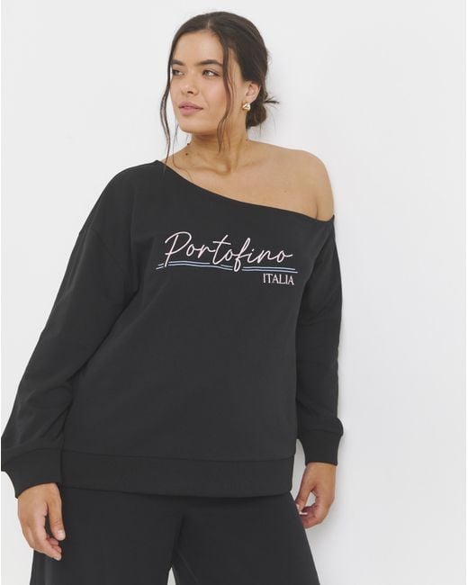 Simply Be Black Off The Shoulder Sweatshirt