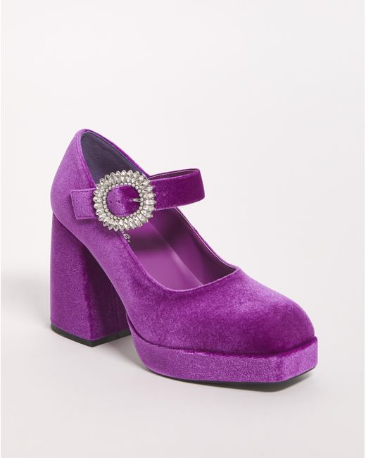Simply Be Purple Mary Jane Heeled Shoes Wide Fit