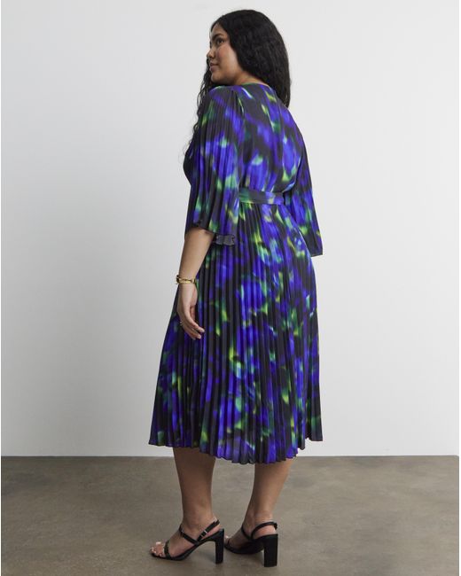 Joanna Hope Blue Belted Pleat Midi Dress