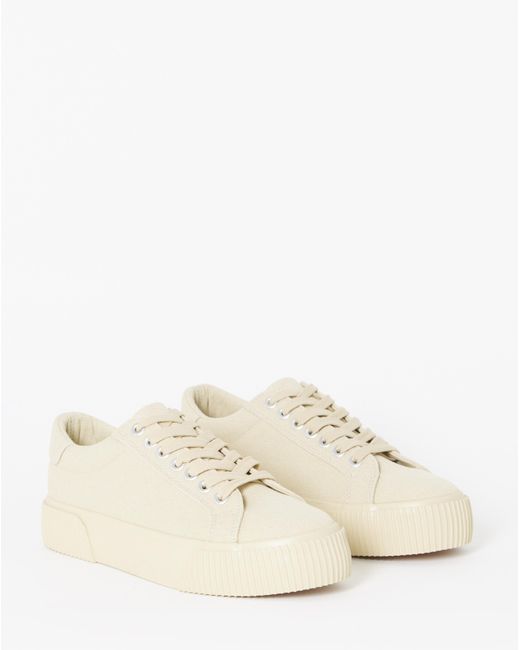 Simply Be Blue Canvas Trainer Chunky Ribbed Sole Exwide