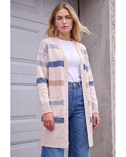 Roman White Roman Soft Knit Stripe Cardigan
