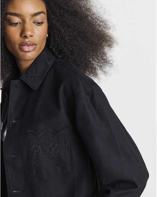 Simply Be Black Sbe Broderie Cropped Jacket