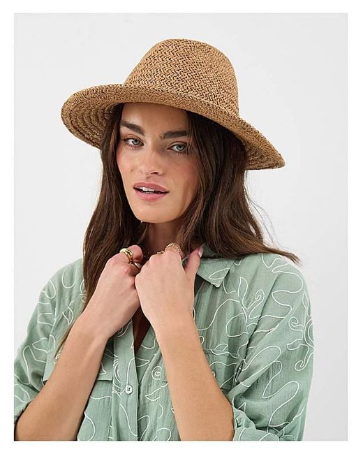 Accessorize White Charm Straw Fedora Hat