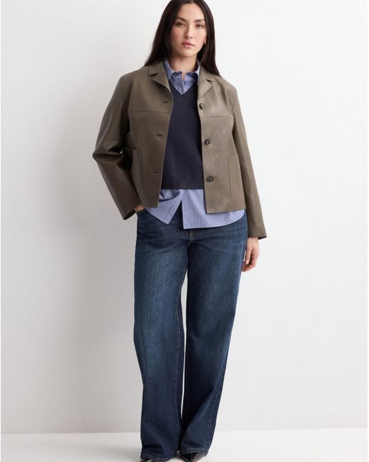 Mango Blue Faux Leather Jacket
