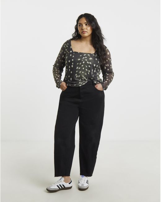 Simply Be Black Square Neck Mesh Top