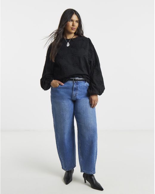Simply Be Black Exaggerated Sleeve Top