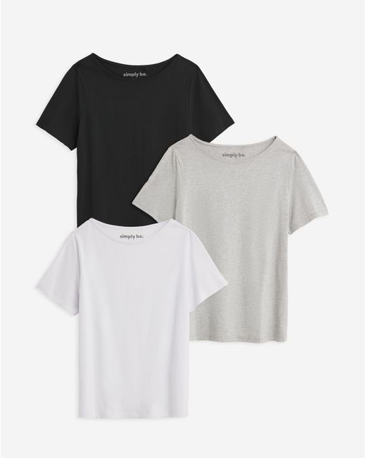 Simply Be White 3 Pack Slash Neck Tops