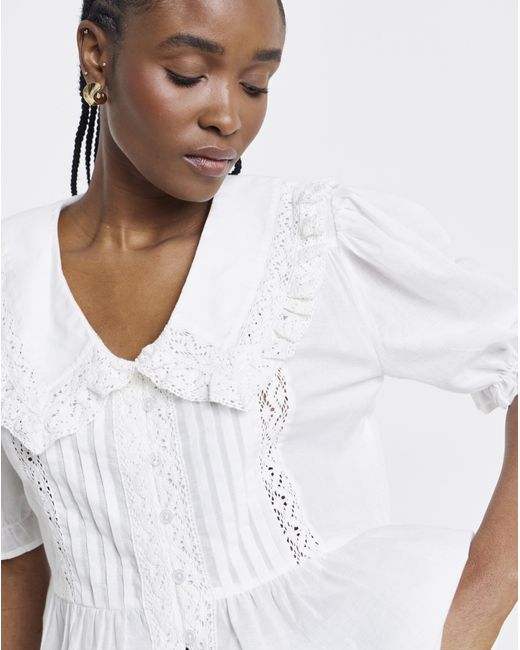 Simply Be White V Neck Collar Blouse