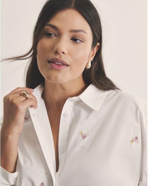 Simply Be Natural Cocktail Embroidered Shirt