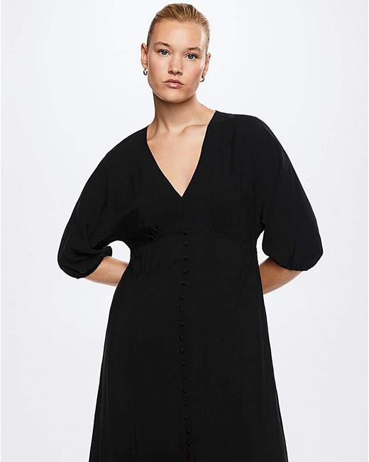 Mango Black Buttoned Midi Dress