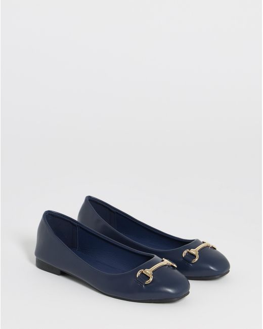 JD Williams Blue Classic Ballerina With Snaffle Ex Wide