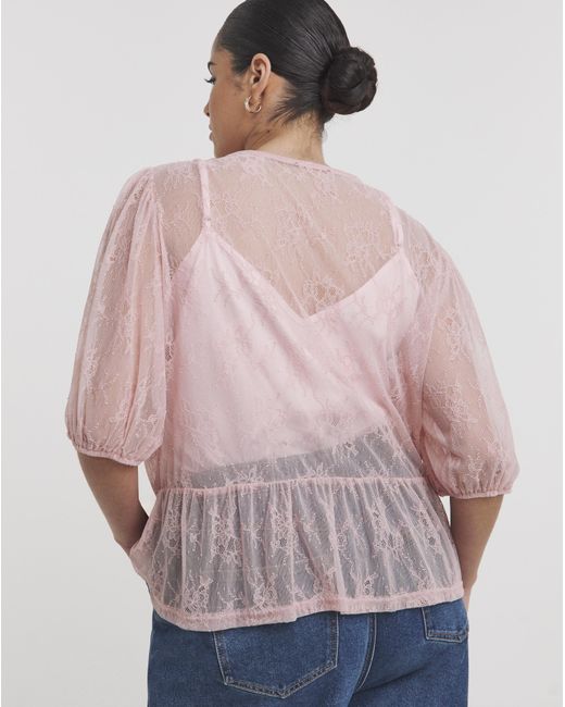 Simply Be Pink Lace Tie Front Top