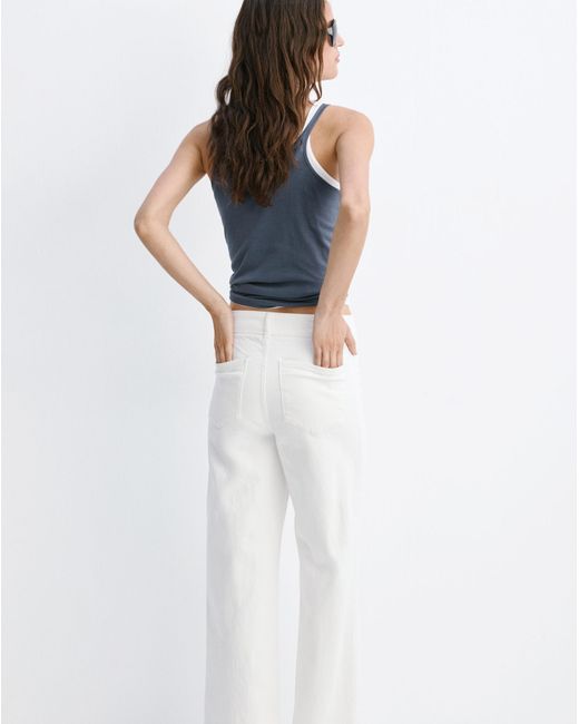 Mango White High-Waisted Wide Leg Jeans