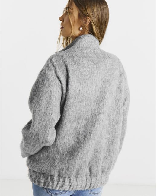 Simply Be Gray Sbe Wool Look Funnel Neck Jacket