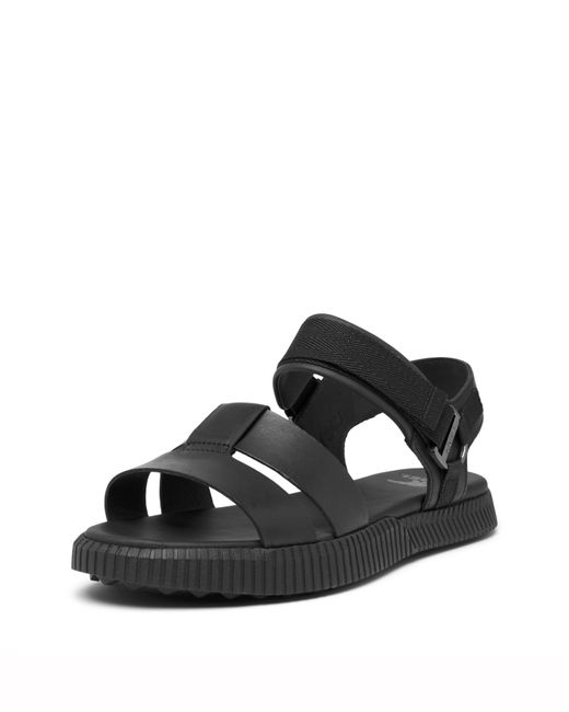 Sorel Black Ona Ave Ankle Strap Flat Sandal