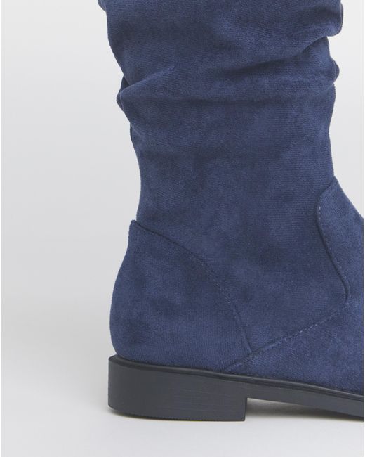 JD Williams Blue Knee High Ruched Boot E Sc