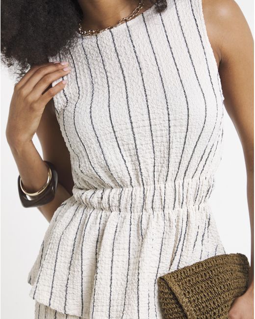 Simply Be White Stripe Peplum Top