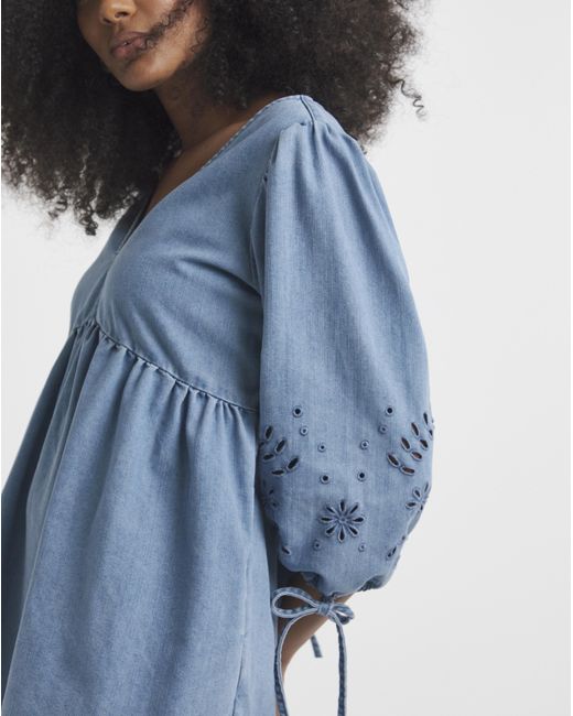 Simply Be Blue Sbe Cutwork Denim Mini Dress