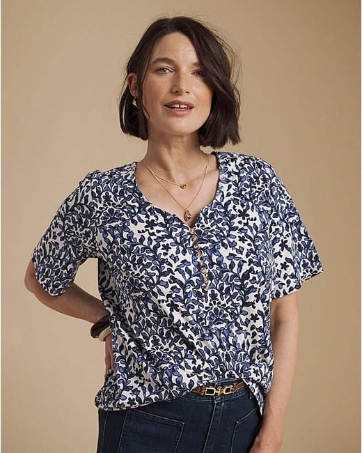 Julipa Blue Petite Cotton V-Neck T-Shirt
