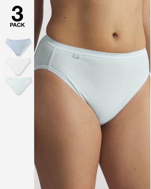 Sloggi White 3Pk Tai Hi Leg Knicker Mint Multi