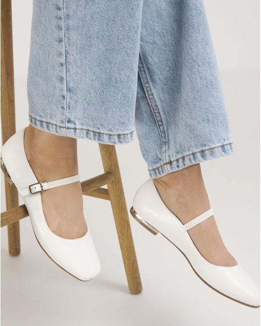 Simply Be White Mary Jane Ballerina Shoes Ex Wide Fit