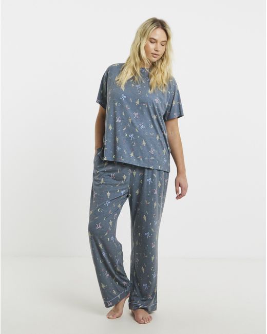 Pretty Secrets Blue Pretty Lounge Pyjama Set