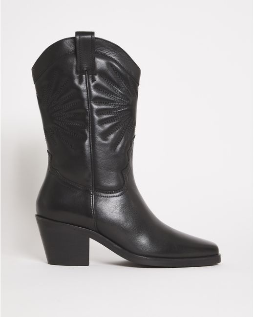 Simply Be Black Embroidered Western Calf Boots Ex Wide
