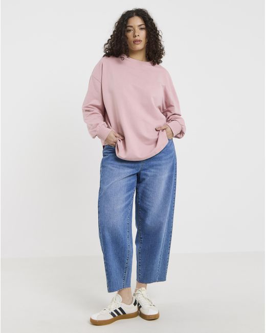 Simply Be Pink Curved Hem Sweatshirt