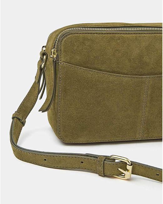 Accessorize Green Double Zip Suede Camera Bag
