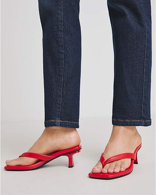 Simply Be Blue Toe Post Kitten Heel Ex Wide