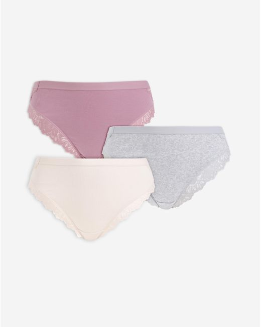 Pretty Secrets Pink 3 Pack Lace Midi Brazilian