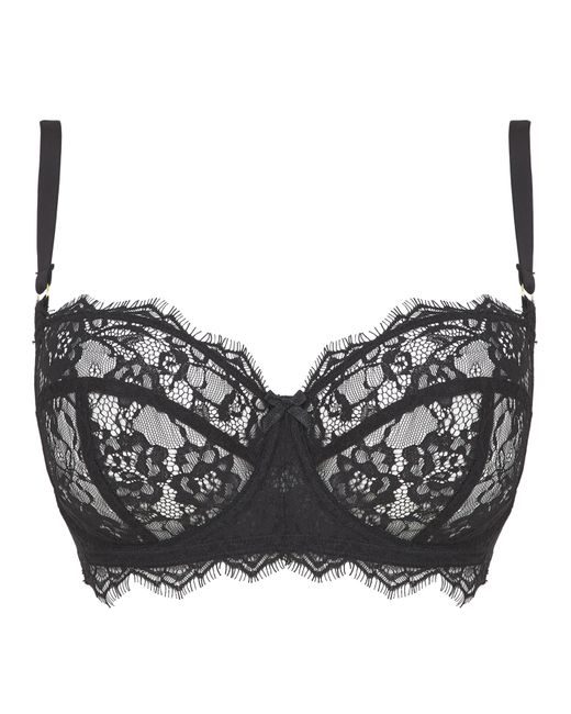 Figleaves Black Pulse Lace Balcony Bra B-G