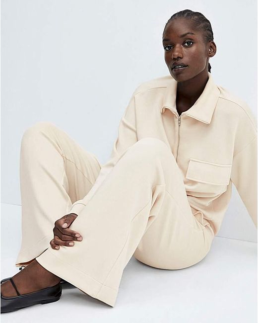 Mango White High Waisted Trousers