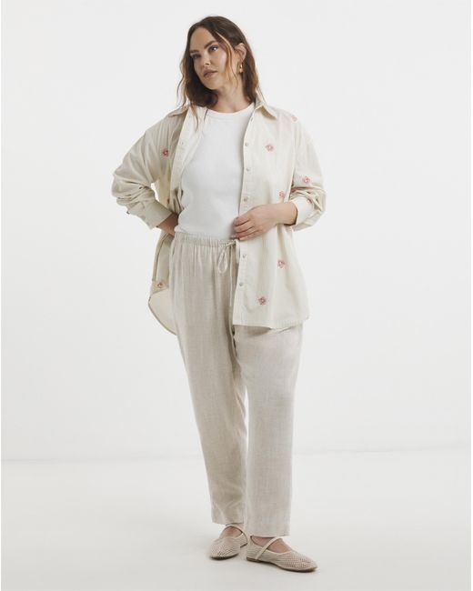 Simply Be White Flower Embroidered Shirt