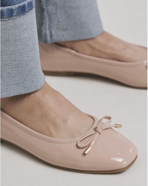 Simply Be Blue Square Ballerina Shoe Ex Wide