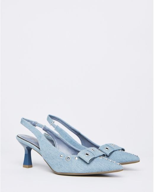Simply Be Gray Eyelet Slingback Court Shoe Extra Wide