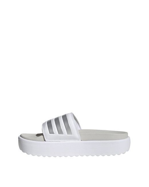Adidas White Adilette Platform Slides