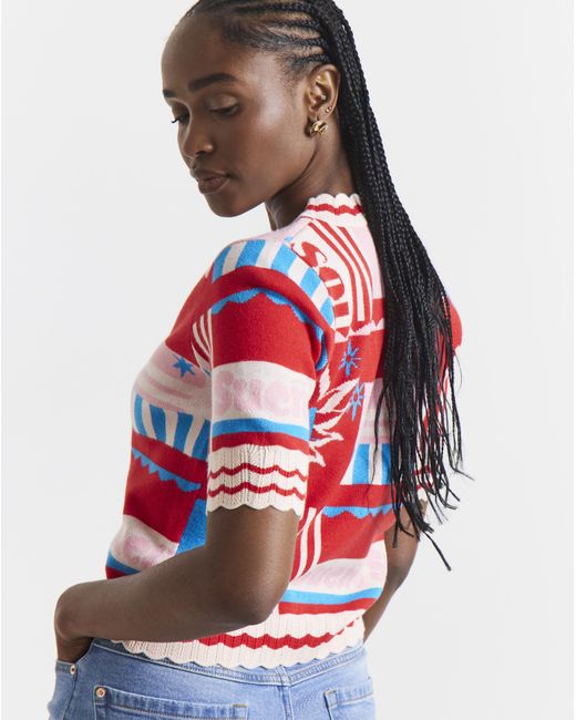 Simply Be Red Short Sleeve Graphic Print Cardigan