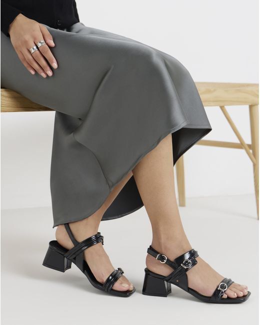 JD Williams Gray Two Strap Buckle Heels Ex Wide