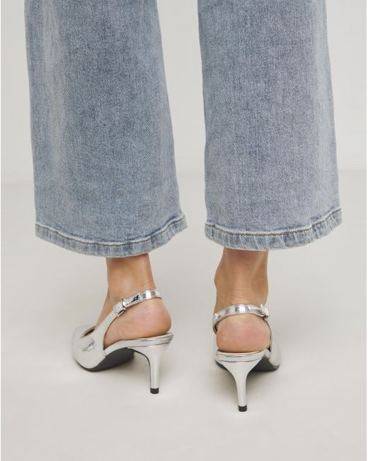 Simply Be Blue Pointed Toe Slingback Exwide