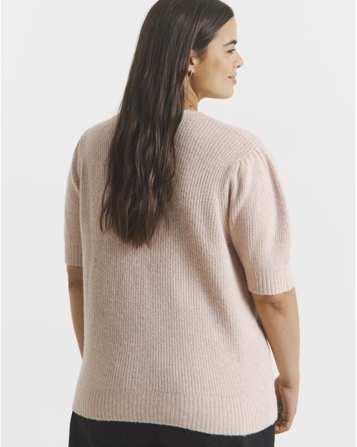 Simply Be Pink Puff Sleeve Bow Applique Knitted Top