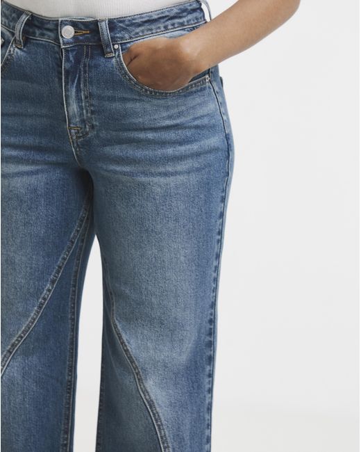 Simply Be Blue Seamed Wide Leg Jeans