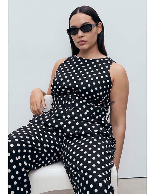 Mango Black Polka Dot Jumpsuit