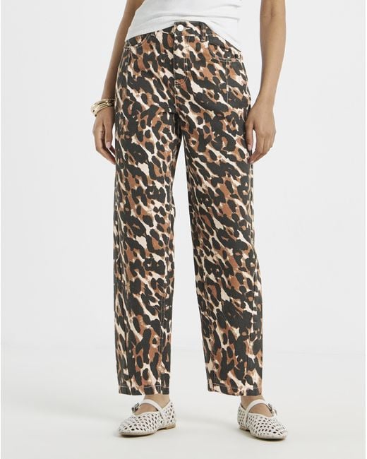 Simply Be White Print Barrel Jeans